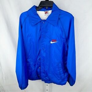 Vintage Nike Windbreaker Jacket 90s White Tag Blue White Full Zip Size L Pockets